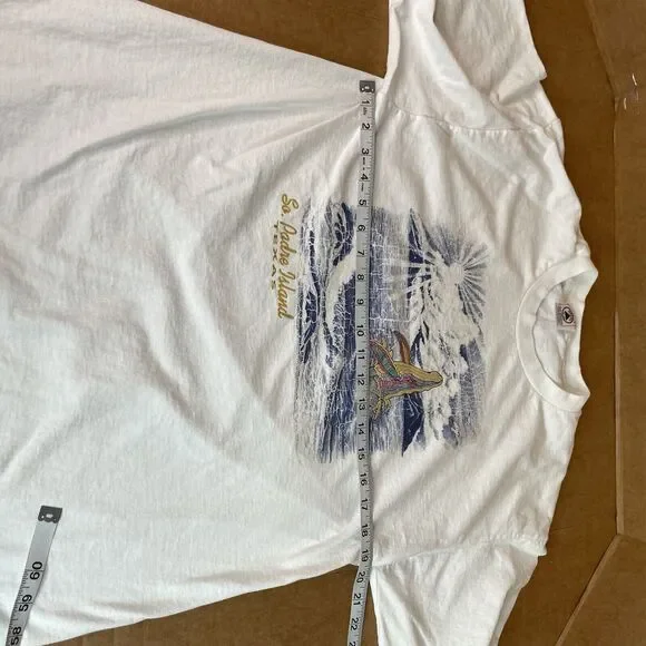 Vintage South Padre Island Tx Graphic T Shirt, Large, White, Delta, Whale - Picture 6 of 7